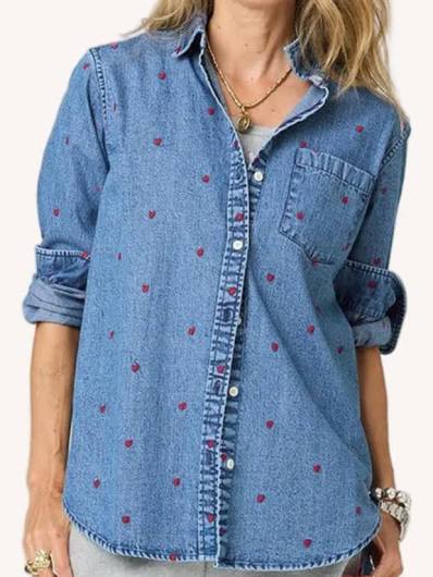KERRI ROSENTHAL | MIA TINY HEARTS DENIM SHIRT | TRUE DENIM
