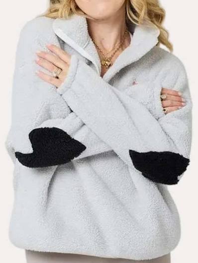 KERRI ROSENTHAL | QUARTER ZIP COZE MAGOZE | LIGHT GREY