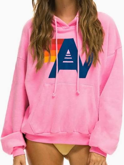 AVIATOR NATION | LOGO PULLOVER HOODIE | NEON PINK