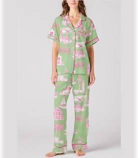 KATIE KIME | FLORIDA TOILE PANTS SET | GREEN AND PINK