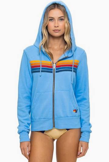 AVIATOR NATION | 5 STRIPE ZIP HOODIE | SKY