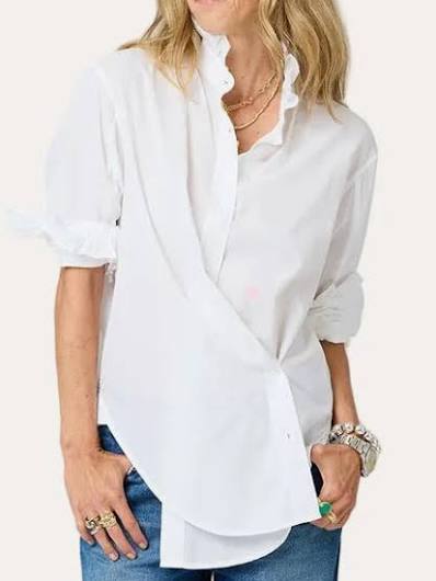 KERRI ROSENTHAL | MIA RUFFLE SHIRT | WHITE