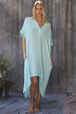 9SEED | TUNSIA RAW EDGE CAFTAN | OCEAN