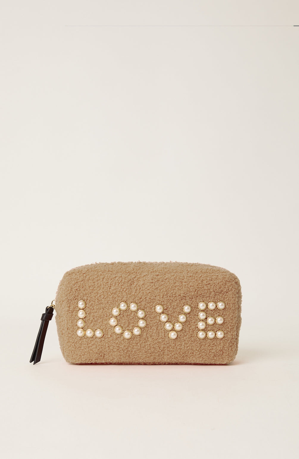 Teddy "Love" Cosmetic Bag | Camel