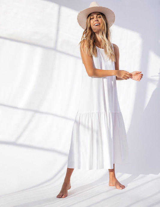 ONA | Livingston Flouncy Hem Dress | White
