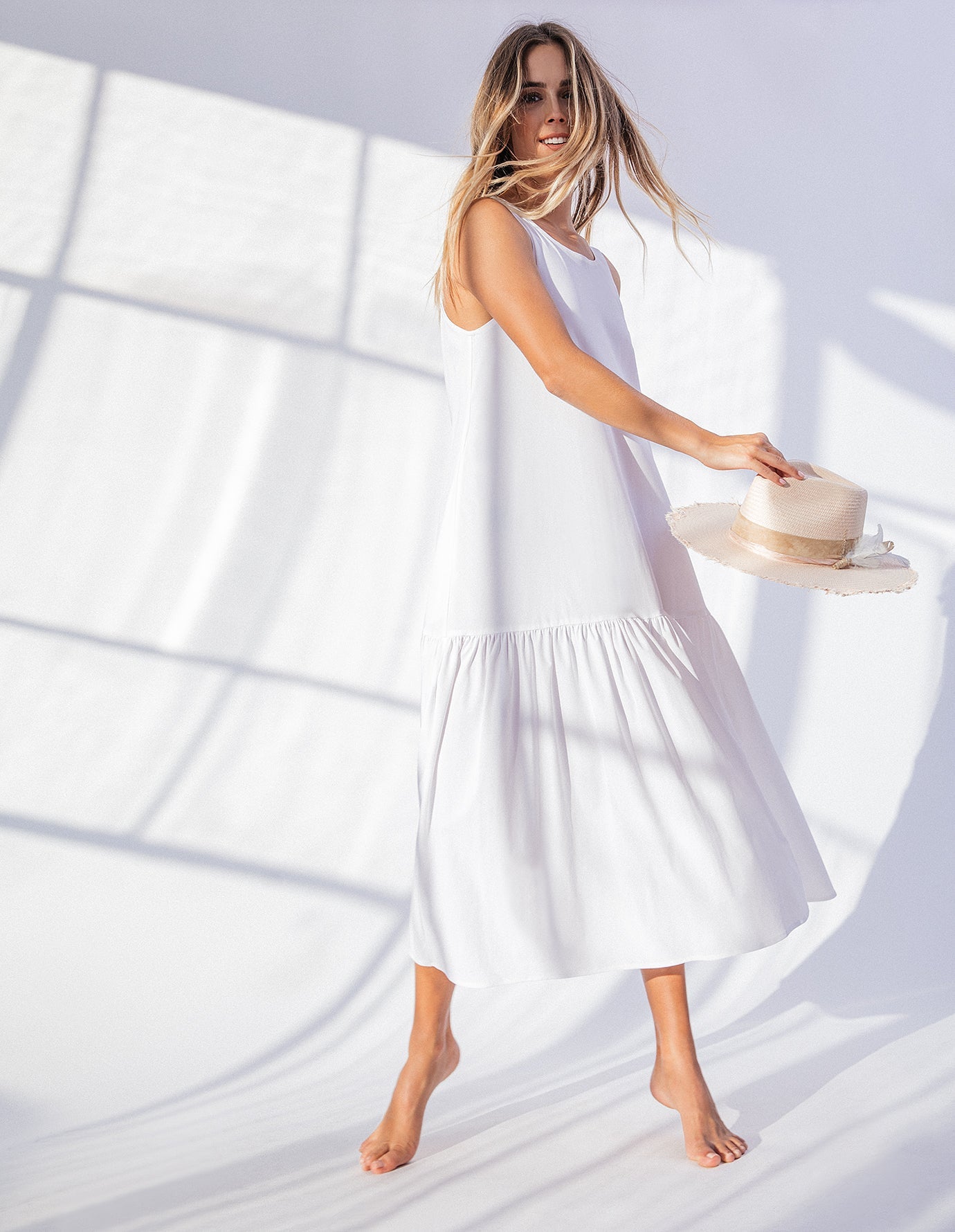 ONA | Livingston Flouncy Hem Dress | White