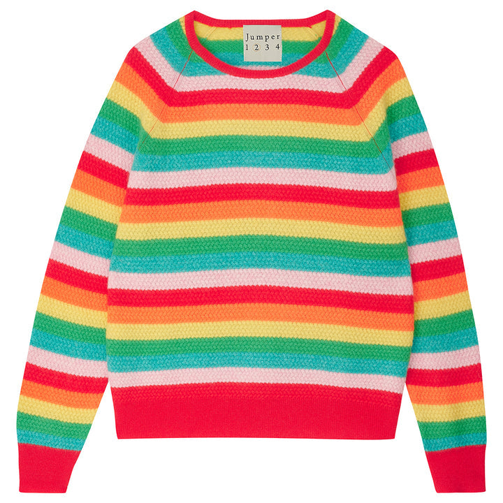 Jumper 1234 | Moss Stitch Stripe Crew Neck Sweater | Multi Color
