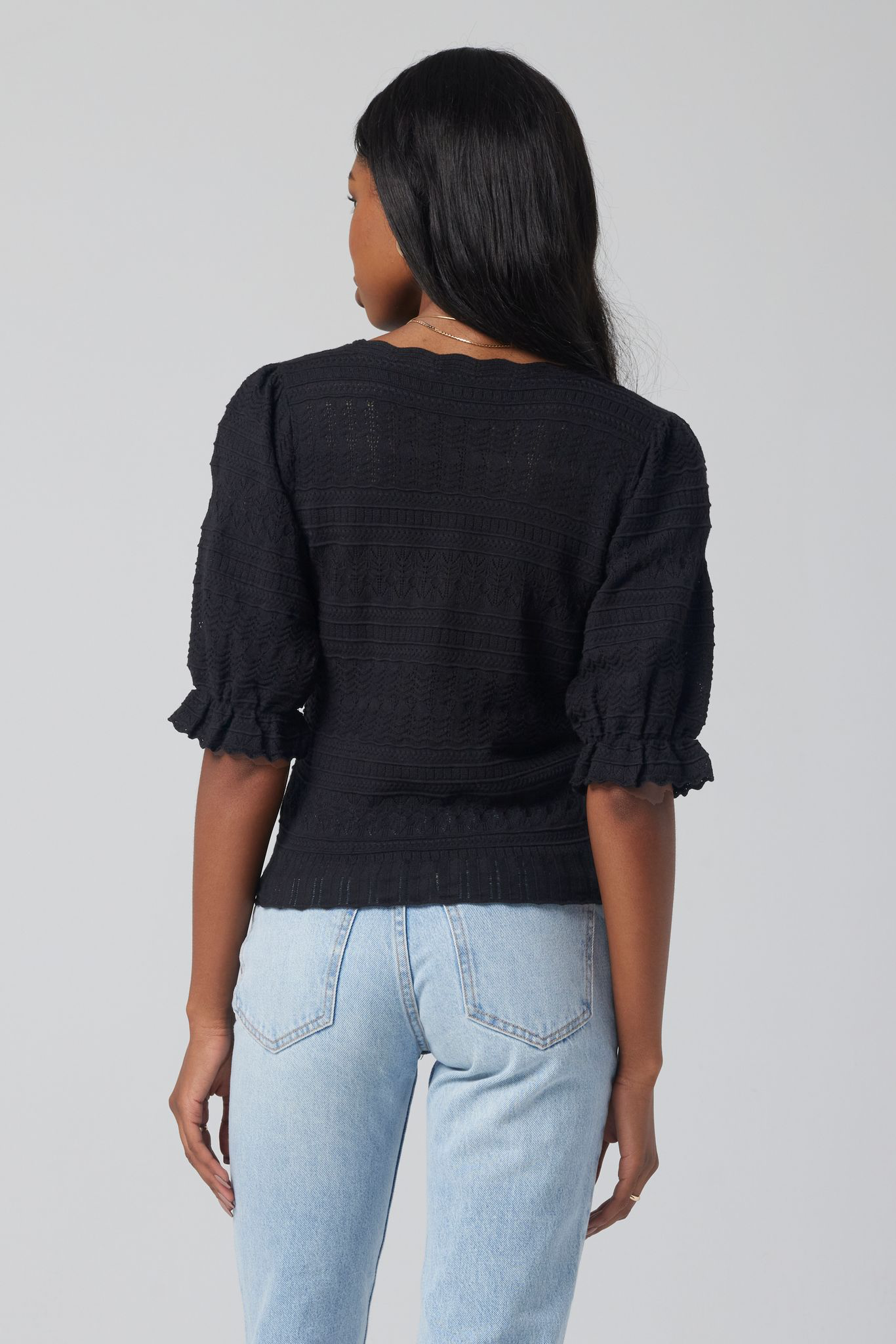Saltwater Luxe | Short Sleeve Sweater | Black