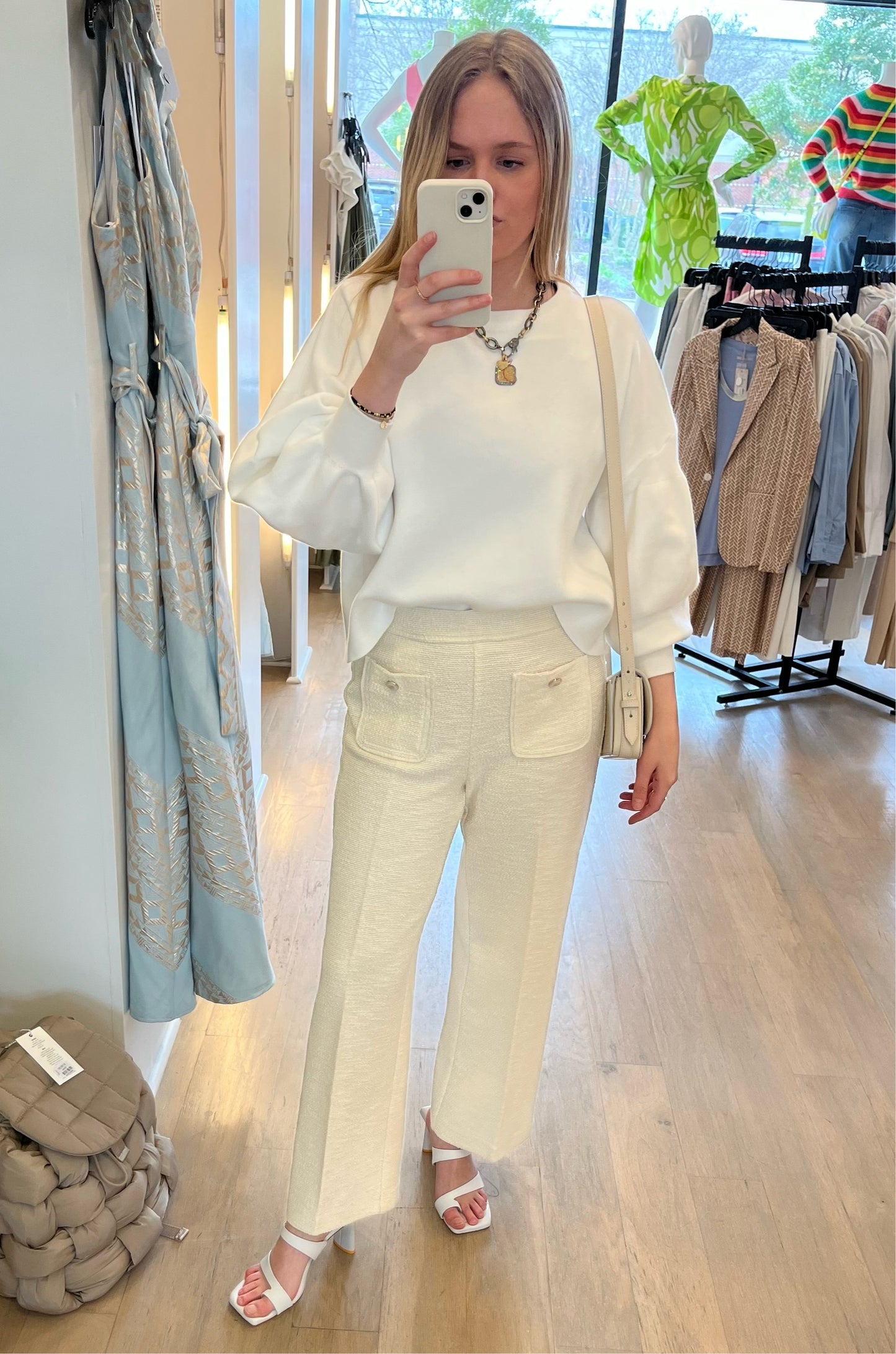 Cambio | Cameron Front Pocket Pants | Pale Ivory