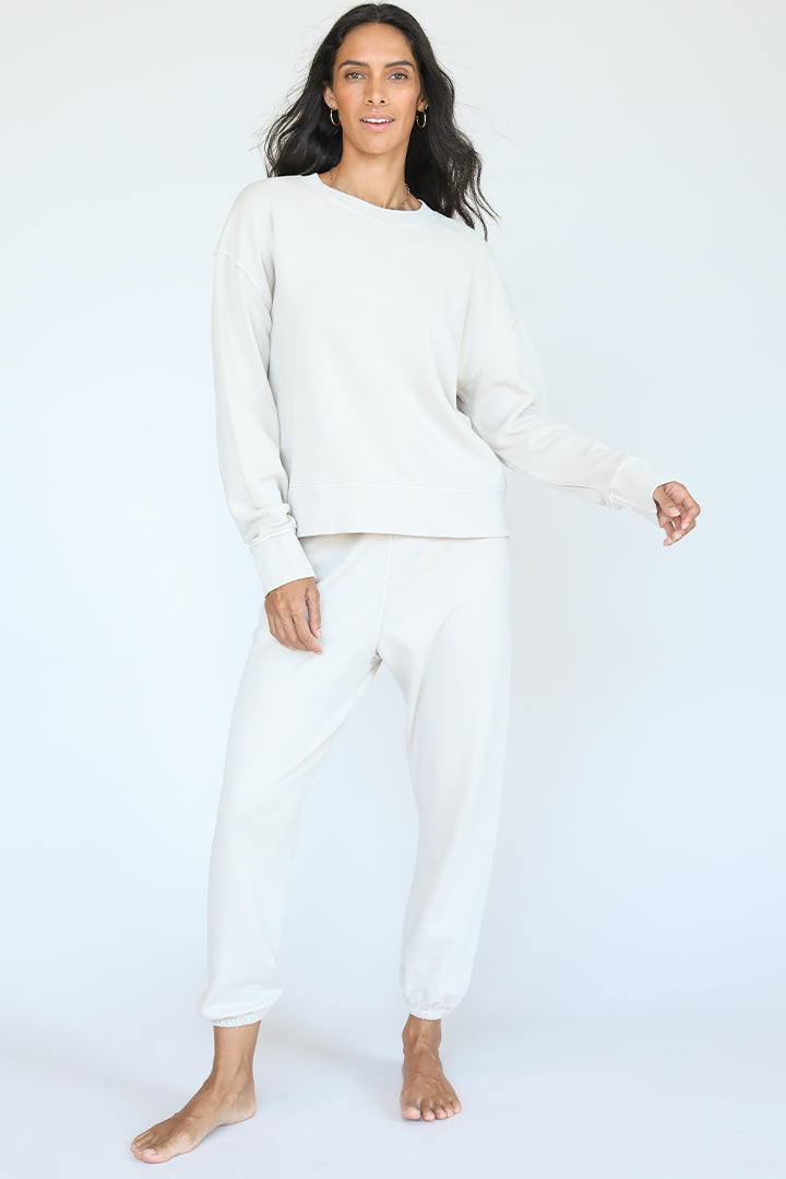 Perfect White Tee | Johnny French Terry Sweatpants | Sand