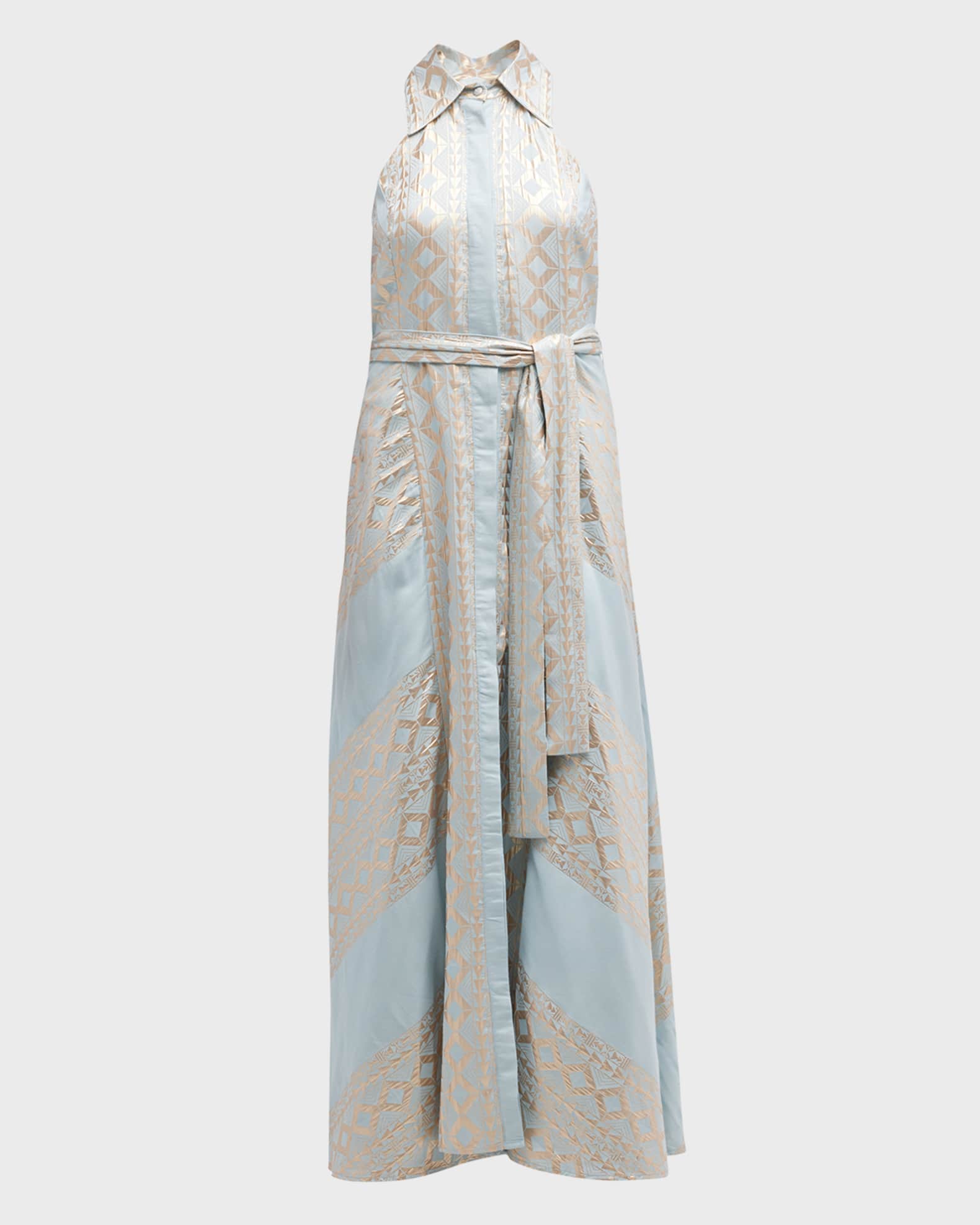 LACE | Metallic Jacquard Maxi Dress | Light Blue
